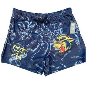 NWT Ed Hardy Panther men's mesh shorts size L